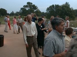 Dick Hodgman in white shirt, wife Lynne Hodgman in black, Jan Humphrey Dexter in yellow blouse on right